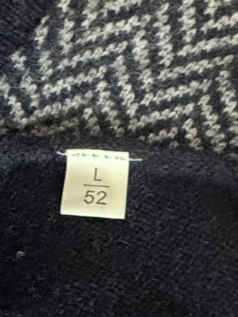 Eredi Pisano Wool Cashmere Grandpa Cardigan Herringbone Navy Gray sz L Slim NWT